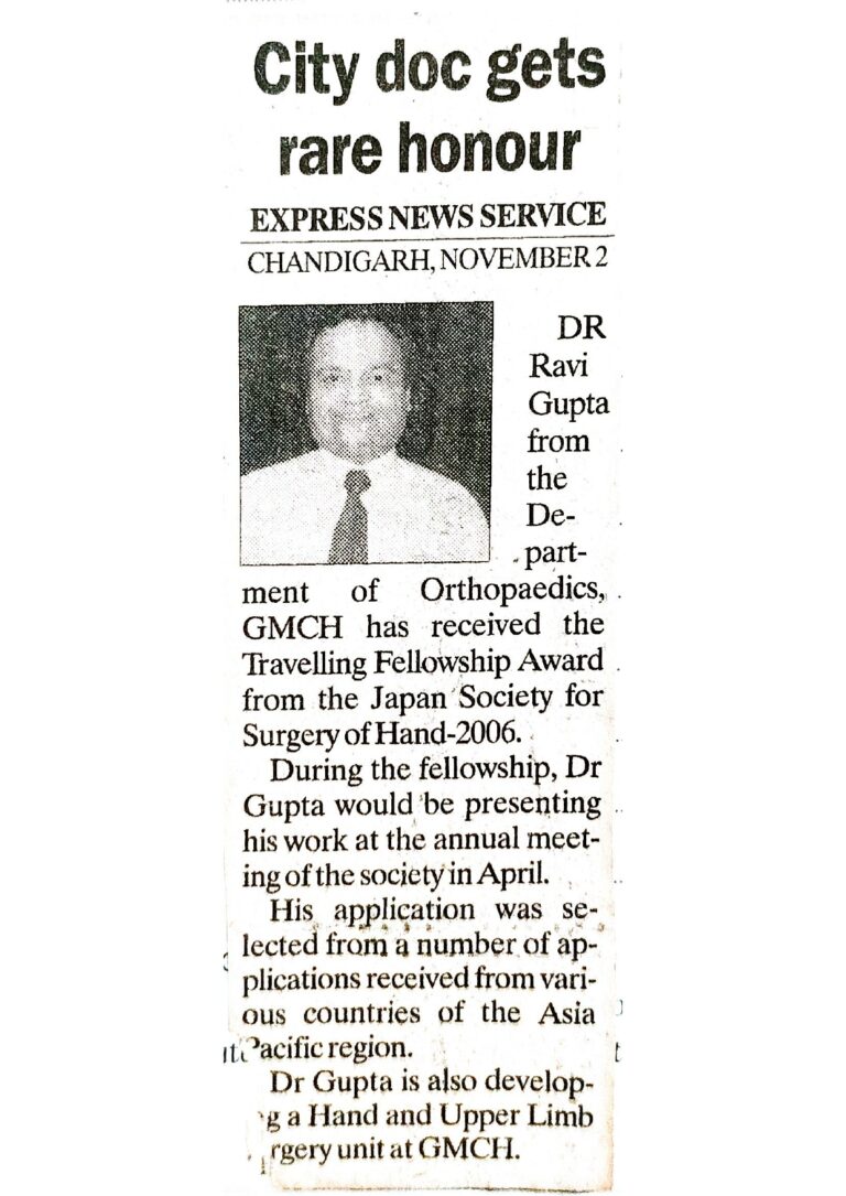 Dr. Ravi Gupta, City doctor get honour