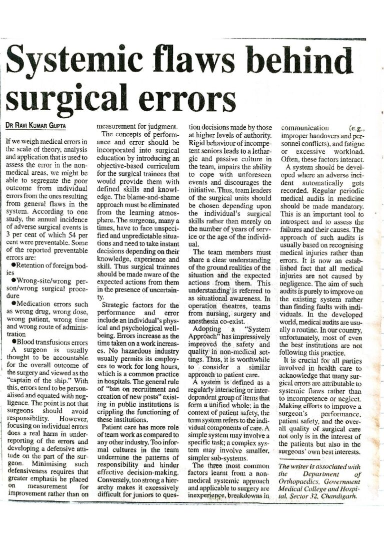 Systemic Flaws behind surgical errors