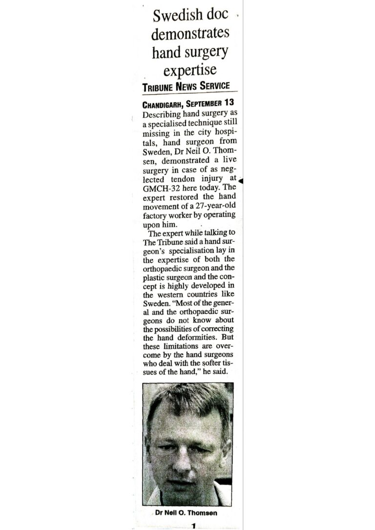 Dr ravi gupta best orthopaedic in chandigarh news article